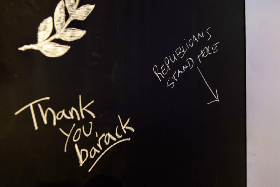 Trent Nelson  |  The Salt Lake Tribune
A thank you to outgoing President Barack Obama on a wall in the SundanceTV lounge on Main Street during the Sundance Film Festival in Park City, Friday, Jan. 20, 2017.