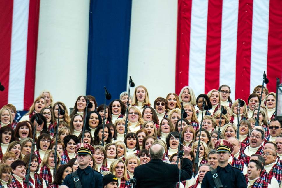 Chris Detrick  |  The Salt Lake Tribune
Members of the Mormon Tabernacle Choir perform 'America the Beautiful' during the 58th Presidential Inauguration Ceremony at the U.S. Capitol Friday January 20, 2017.