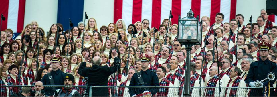 Chris Detrick  |  The Salt Lake Tribune
Members of the Mormon Tabernacle Choir perform 'America the Beautiful' during the 58th Presidential Inauguration Ceremony at the U.S. Capitol Friday January 20, 2017.