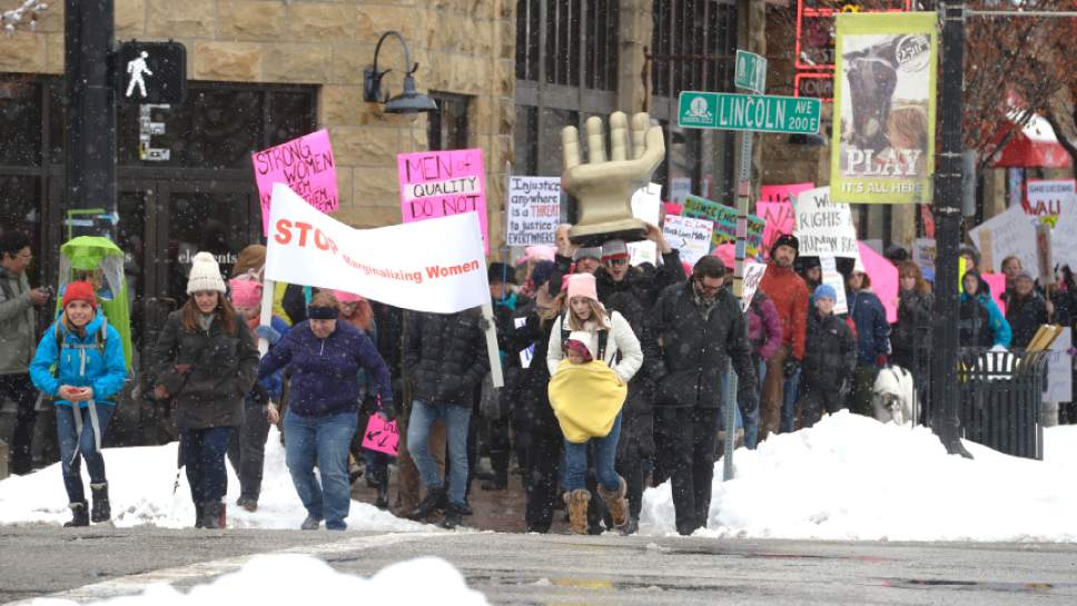 Leah Hogsten  |  The Salt Lake Tribune
Over 500 people attended the Ogden march. In conjunction with the Women's March on Washington, Ogden hosted the Northern Utah Unity Rally Saturday, January 21, 2017  at Ogden Union Station with a march to Washington Boulevard, ending at the Ogden City Municipal Building, 2549 Washington Blvd.