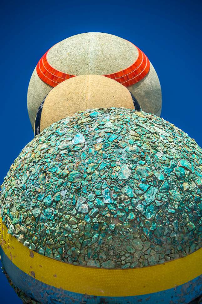 Chris Detrick  |  The Salt Lake Tribune
A detail of the "Tree of Utah" is photographed Saturday, Jan. 14, 2017. The 87-foot-tall sculpture was created by the international artist Karl Momen in the 1980s and dedicated in 1986.