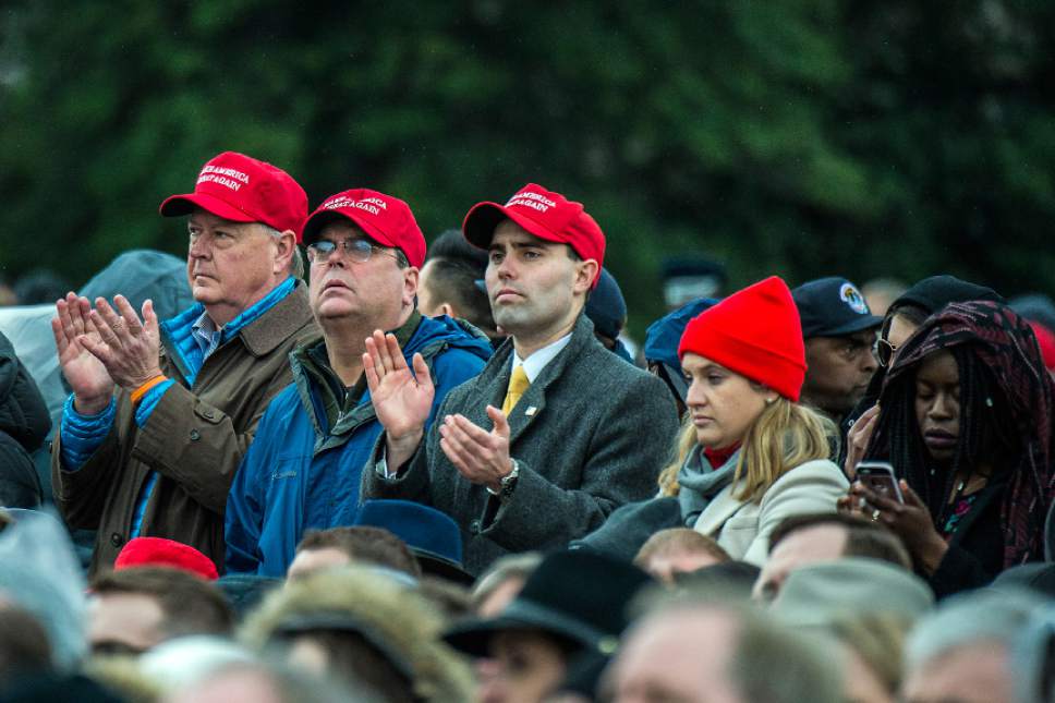 Chris Detrick  |  The Salt Lake Tribune
Members of the public listen as President Trump delivers his inaugural address during the 58th Presidential Inauguration Ceremony at the U.S. Capitol Friday January 20, 2017.