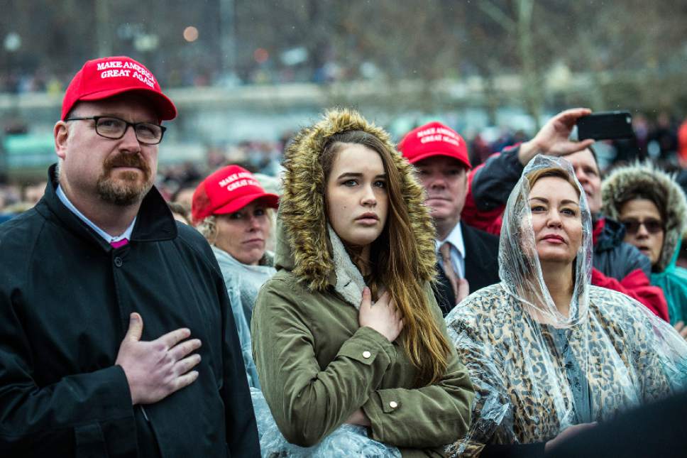 Chris Detrick  |  The Salt Lake Tribune
Members of the public listen during the 58th Presidential Inauguration Ceremony at the U.S. Capitol Friday January 20, 2017.