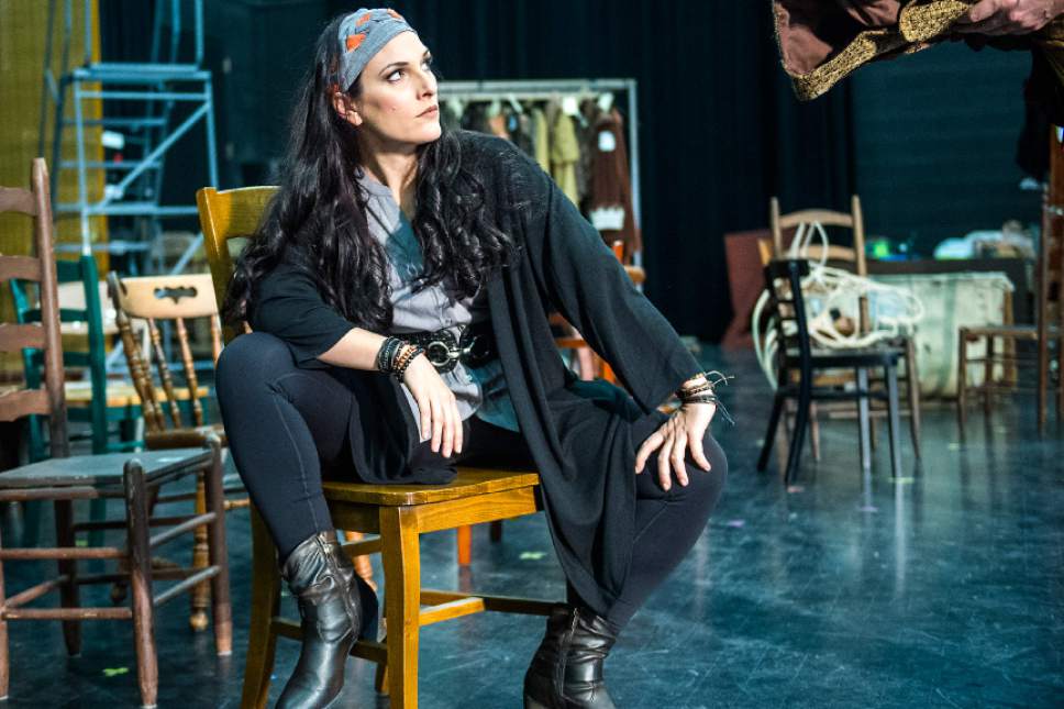 Chris Detrick  |  The Salt Lake Tribune
Audrey Babcock 'Aldonza/Dulcinea' acts out a scene during a rehearsal of "Man of La Mancha" at Utah Opera production studio Wednesday January 11, 2017.