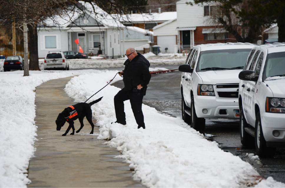 Francisco Kjolseth | The Salt Lake Tribune
Police respond to a bomb threat at Highland High School in Salt Lake where students were evacuated on Monday, Jan. 23, 2017.