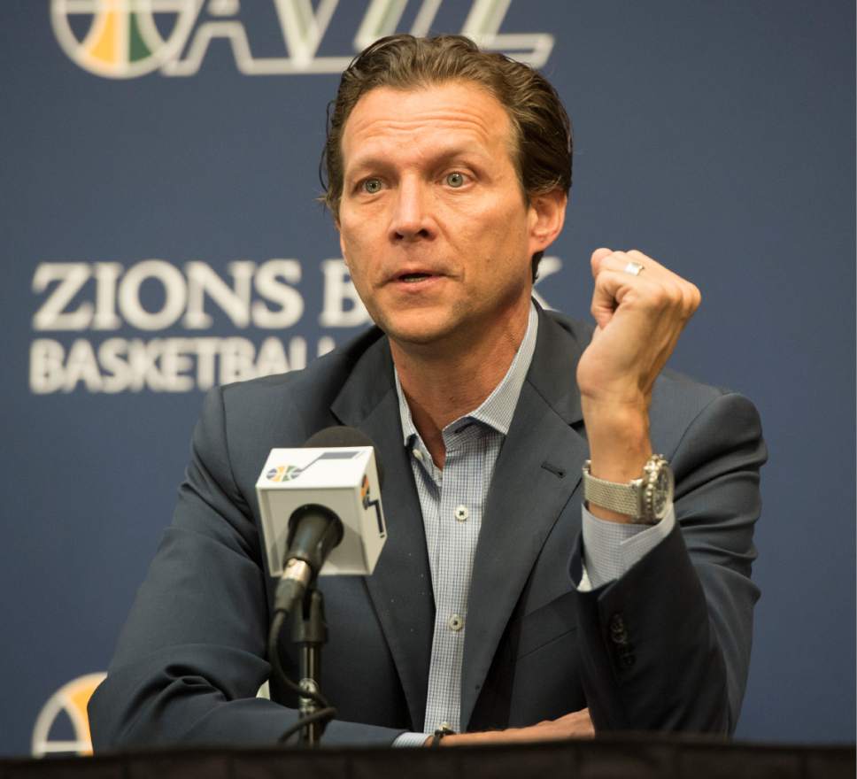 Rick Egan  |  The Salt Lake Tribune

Jazz Head coach Quin Snyder talks about the Jazz season and at the outlook for the future at the Jazz practice facility, Thursday, April 14, 2016.
