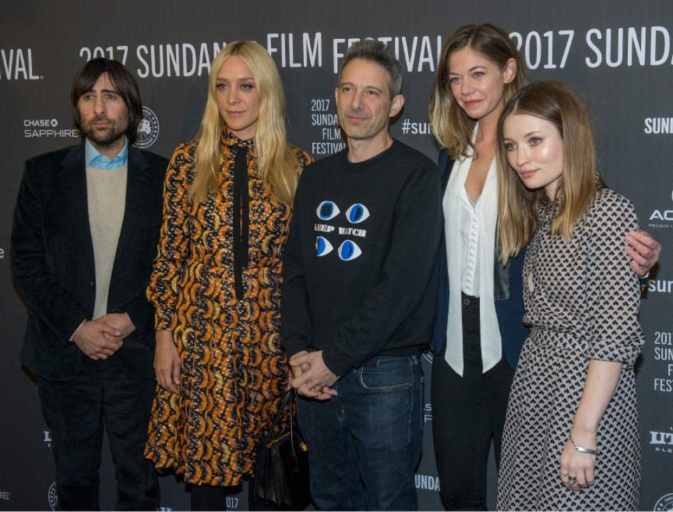 Leah Hogsten  |  The Salt Lake Tribune
The cast of "Golden Exits," from left, Jason Schwartzman, Chloe Sevigny, Adam Horovitz, Analeigh Tipton and Emily Browning. "Golden Exits," a drama about a young foreign girl who disrupts the emotional balances of two families in Brooklyn, made its premiere Sunday, Jan. 22, at the 2017 Sundance Film Festival in Park City.