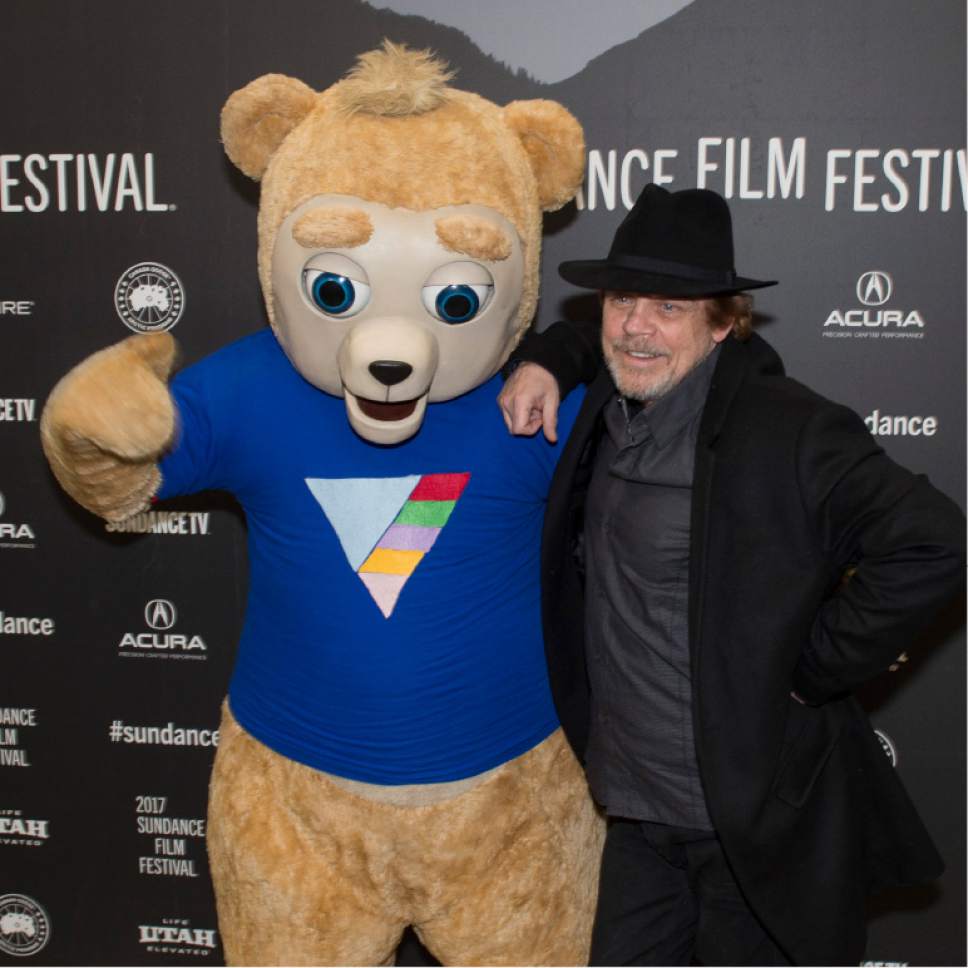 Rick Egan  |  The Salt Lake Tribune

Mark Hamill poses with Brigsby Bear at the  Ecceles Theatre in Park City for the premiere of "Brigsby Bear" at the 2017 Sundance Film Festival on Monday, Jan. 23, 2017.