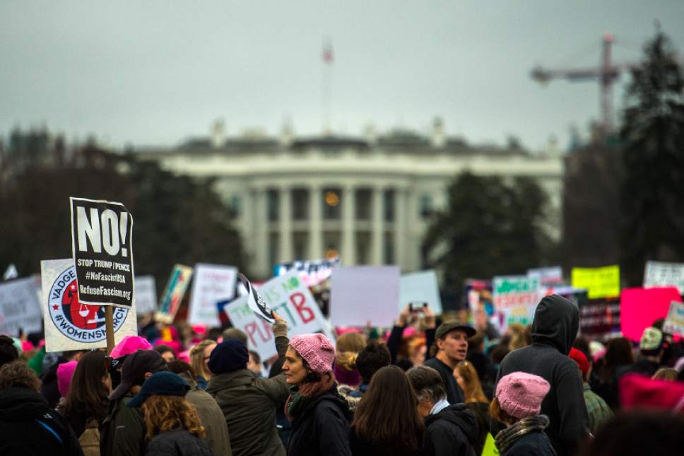 Chris Detrick  |  The Salt Lake Tribune
Attendees gather during the Women's March on Washington at the White House Saturday January 21, 2017.