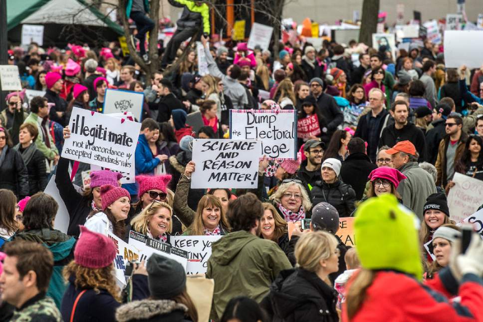 Chris Detrick  |  The Salt Lake Tribune
Attendees gather during the Women's March on Washington at the National Mall Saturday January 21, 2017.