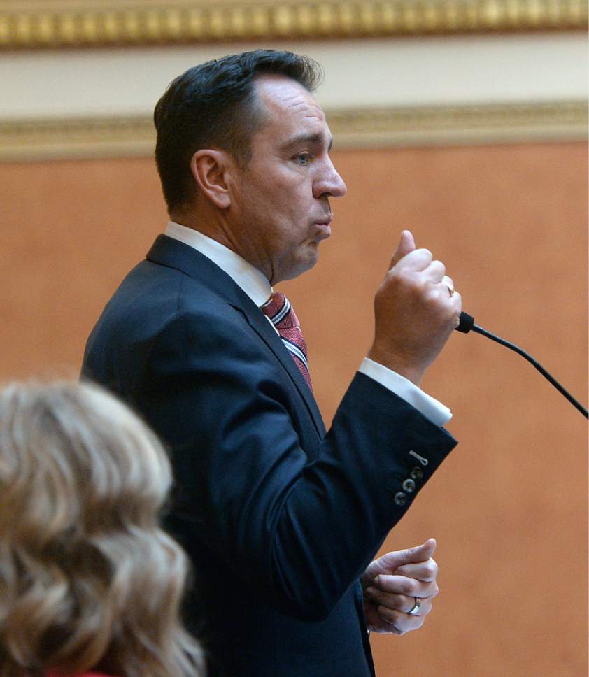 Al Hartmann  |  The Salt Lake Tribune
Speaker of the House Greg Hughes makes opening remarks to members of the House of Representatives Monday Jan. 23 during the first day of the 2017 Legislative session at the Utah State Capitol.