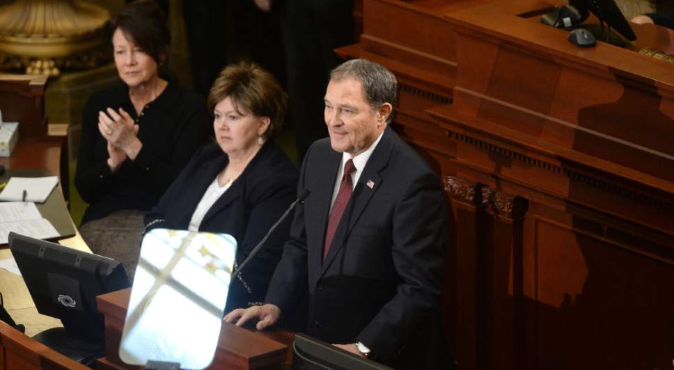 Steve Griffin / The Salt Lake Tribune

Utah Gov. Gary Herbert gives the State of the State address from the House of Representatives at the State Capitol in Salt Lake City Wednesday January 25, 2017.