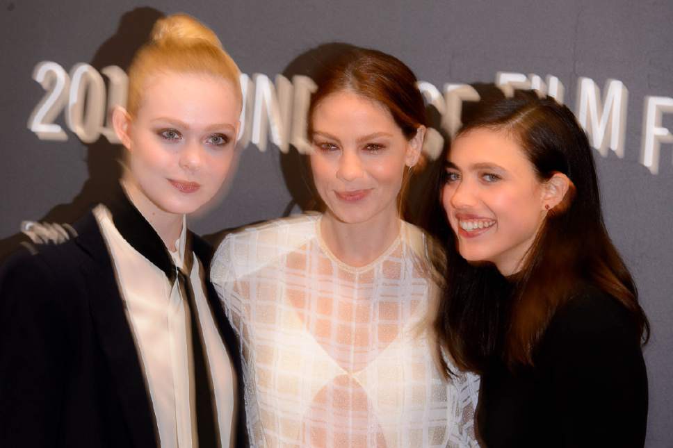 Trent Nelson  |  The Salt Lake Tribune
Elle Fanning, Michelle Monaghan and Margaret Qualley as the film  "Sidney Hall" makes its premiere Wednesday, Jan. 25, 2017, at the 2017 Sundance Film Festival in Park City.