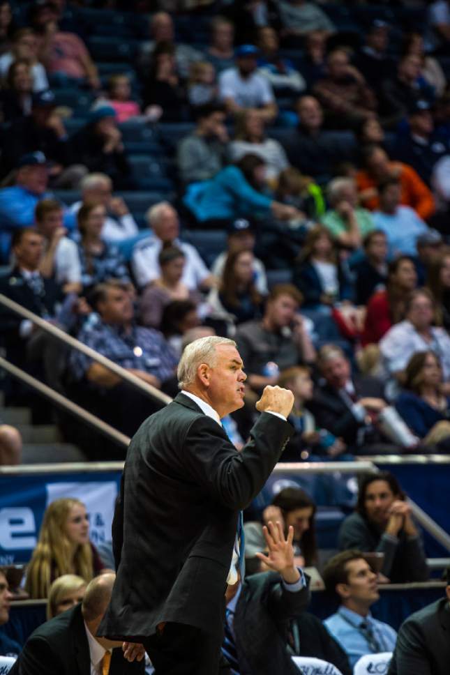 Chris Detrick  |  The Salt Lake Tribune
Brigham Young Cougars head coach Dave Rose during the game against San Francisco Dons at the Marriott Center Thursday January 12, 2017.