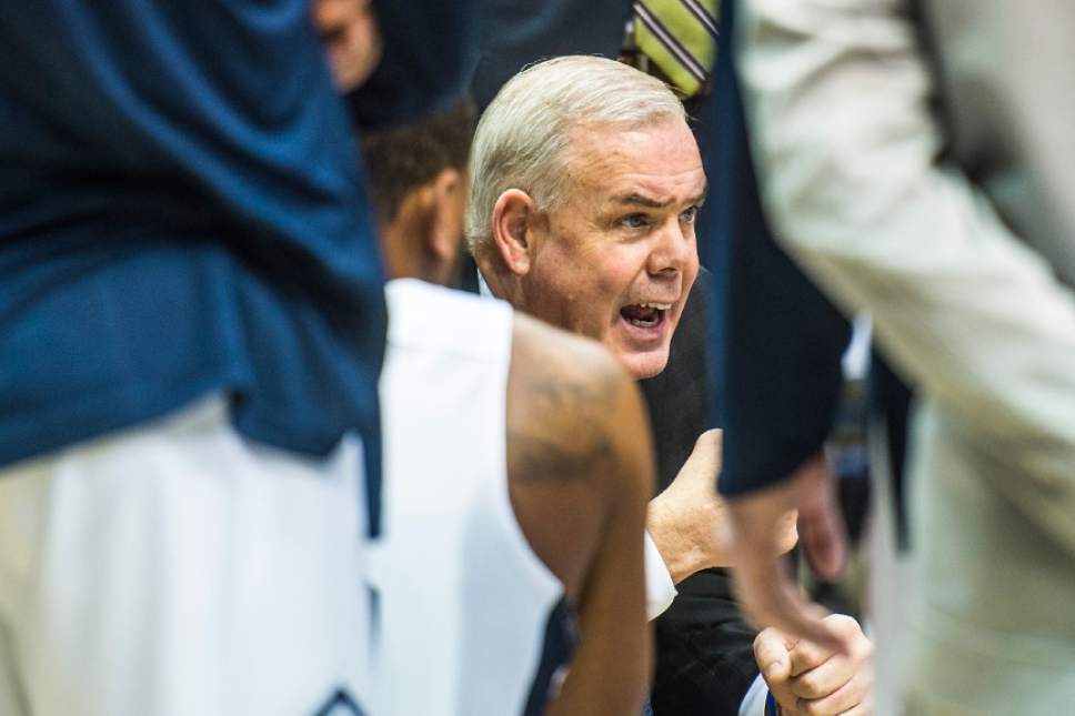 Chris Detrick  |  The Salt Lake Tribune
Brigham Young Cougars head coach Dave Rose during the game against San Francisco Dons at the Marriott Center Thursday January 12, 2017.