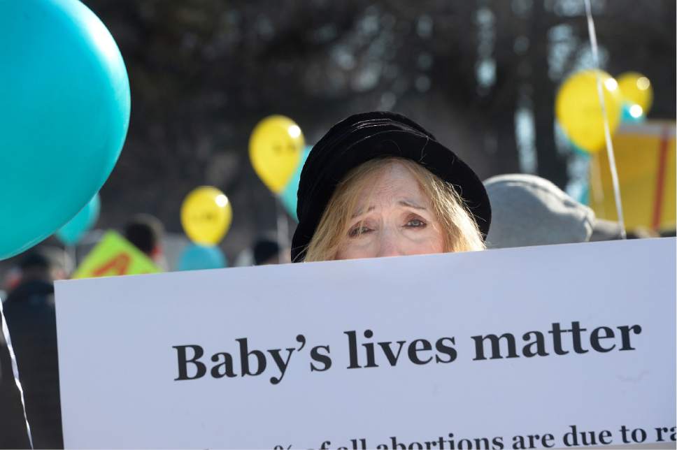 Scott Sommerdorf   |  The Salt Lake Tribune  
Marchers in the "March 4 Life Utah" organized by Pro Life Utah, gather at the City and County Building, Saturday, January 28, 2017 for their march to the State Capitol building.