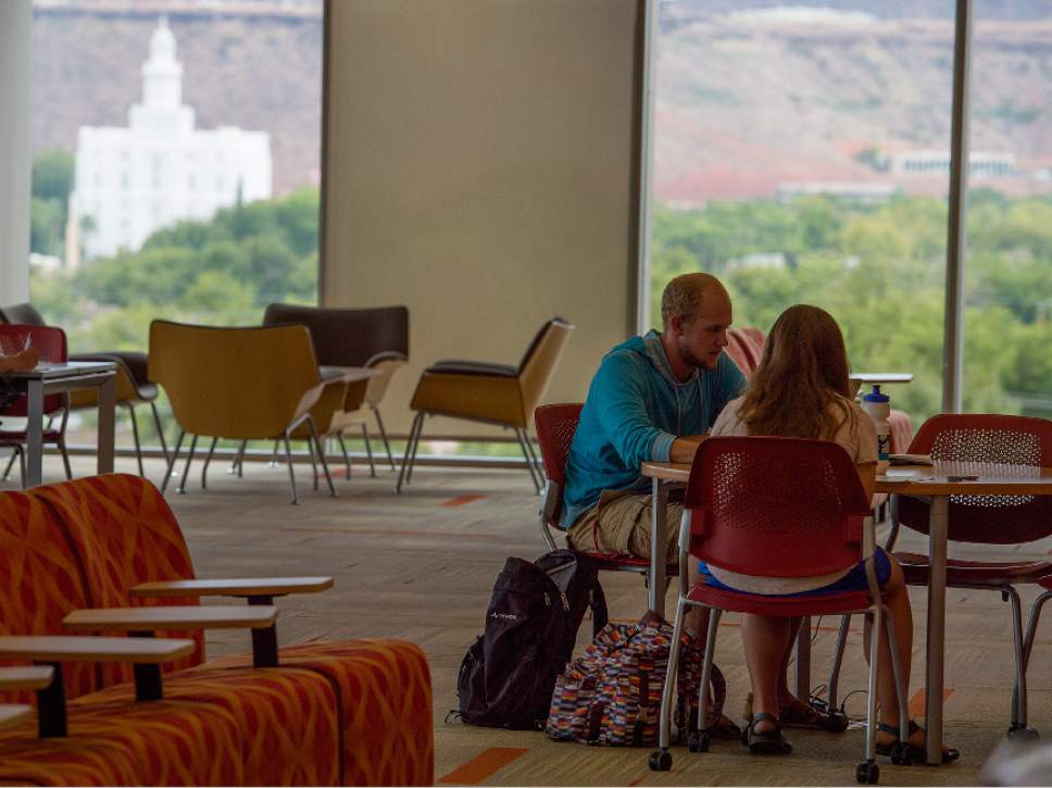 Leah Hogsten  |  The Salt Lake Tribune
Student study in the Holland Building on the campus of Dixie State University.