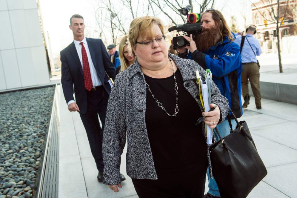 Chris Detrick  |  The Salt Lake Tribune
Lyle Jeffs' public defender Kathryn Nester walks from the Federal Courthouse in Salt Lake City Wednesday February 24, 2016.