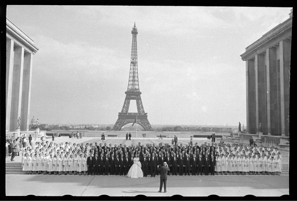 Tribune file photo

The original caption on this photo from Sept. 17, 1955, says: "A general view of the Palais de Chaillot terrace in Paris, with the Eiffel Tower in the background, during the concert given there this afternoon, September 17, by the  Mormon Tabernacle Choir in the course of a European tour."