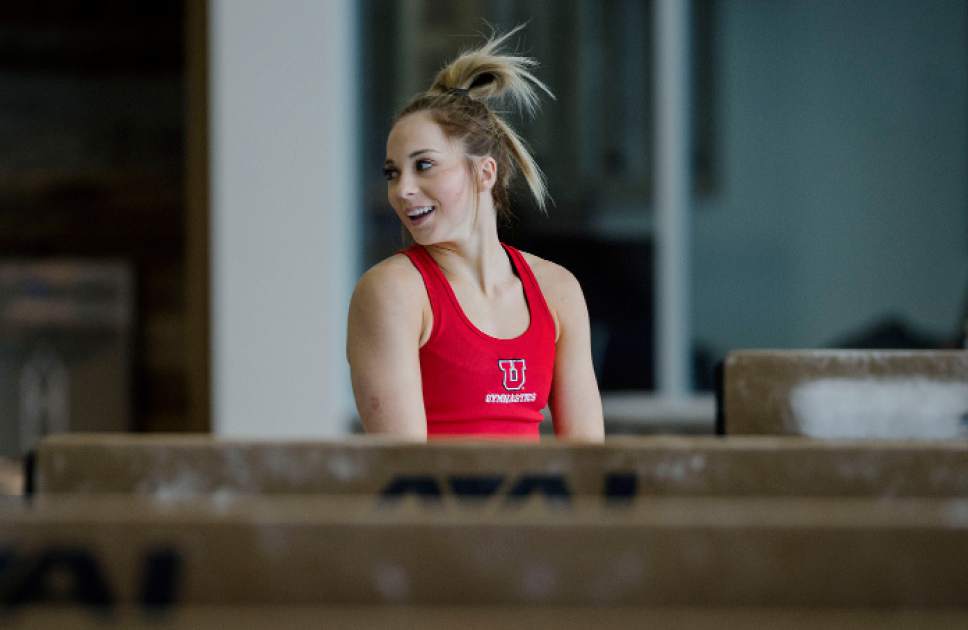 Steve Griffin / The Salt Lake Tribune

University of Utah gymnast MyKayla Skinner during practice at Dumke gymnastics practice facility on the campus of the University of Utah Salt Lake City Thursday January 5, 2017.