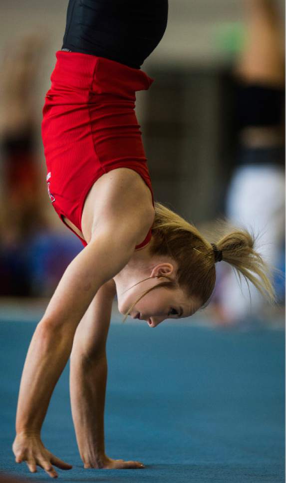 Steve Griffin / The Salt Lake Tribune

University of Utah gymnast MyKayla Skinner during practice at Dumke gymnastics practice facility on the campus of the University of Utah Salt Lake City Thursday January 5, 2017.