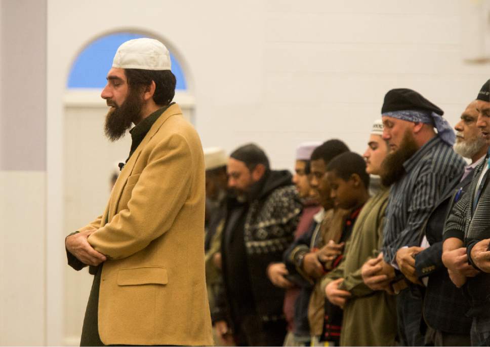Rick Egan  |  The Salt Lake Tribune

Imaam Muhammed S. Mehtar leads the prayer at the Khadeeja Islamic Center, Monday, December 14, 2015.