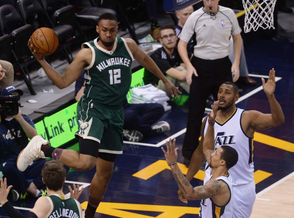 Steve Griffin / The Salt Lake Tribune

Milwaukee Bucks forward Jabari Parker (12) gets caught on the baseline as he tries to pass during NBA game against the Utah Jazz at Vivint Smart Home Arena in Salt Lake City Wednesday February 1, 2017.
