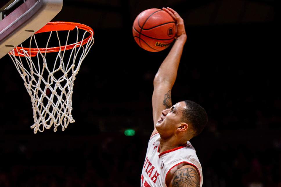 Utah forward Kyle Kuzma dunks against Oregon State during an NCAA college basketball game Saturday, Jan. 28 2017, in Salt Lake City. (Trent Nelson/The Salt Lake Tribune via AP)