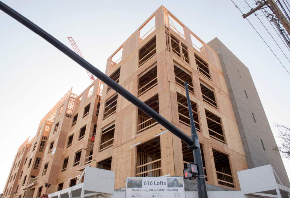 Rick Egan  |   Tribune file photo

The 616 Lofts housing development under construction at 600 South State in Salt Lake City, Friday, November 11, 2016.