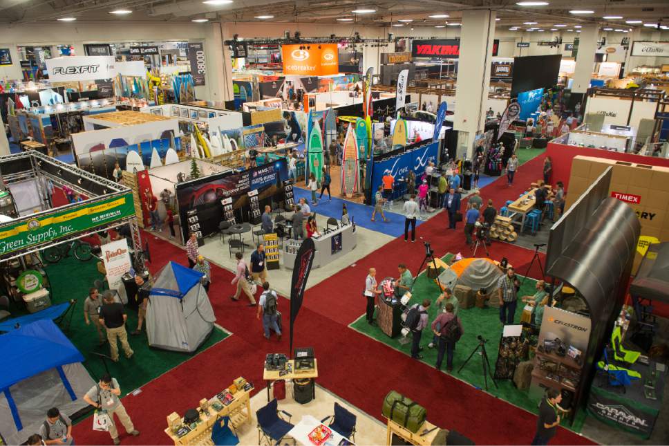 Leah Hogsten  | Tribune file photo
The view from the Outdoor Retailer Summer Market trade show in August at the Salt Palace Convention Center in Salt Lake City.  As top outdoor industry officials criticize Utah's policies on public lands and urge the convention to leave Utah, Colorado Gov. John Hickenlooper is arguing his state "is better" for the industry.