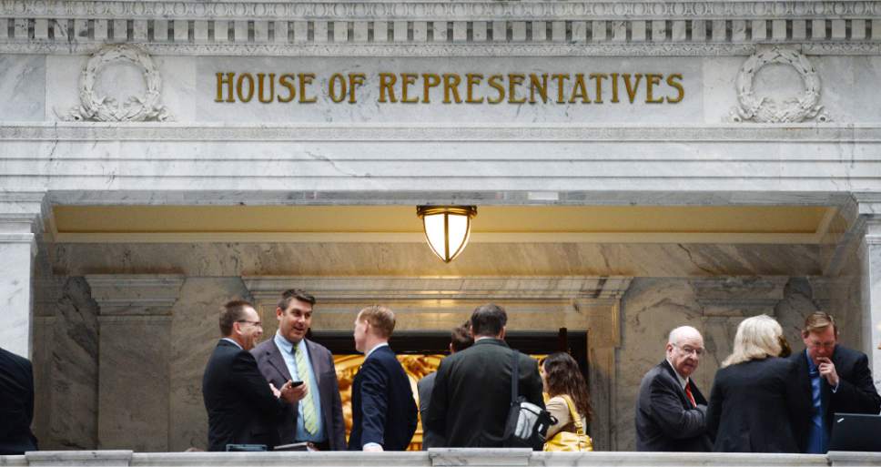 Steve Griffin  |  Tribune file photo
Lobbyists and members of the public wait outside the House of Representatives during the 2014 legislative season on Capitol Hill in Salt Lake City.