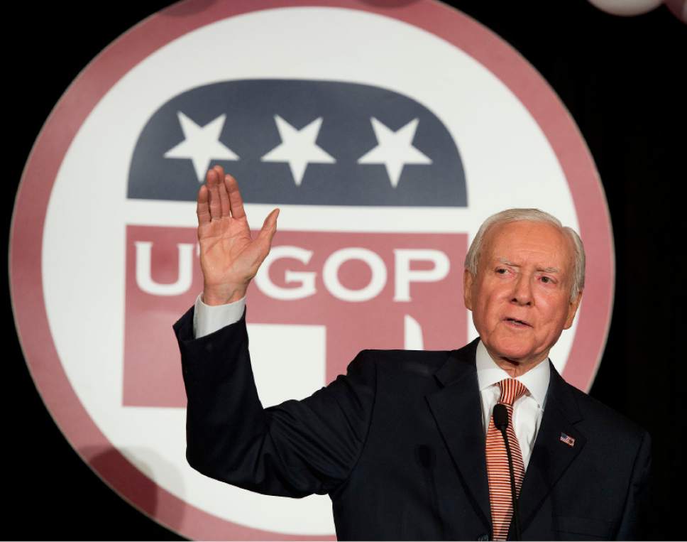 Steve Griffin  |  Tribune file photo

Sen. Orrin Hatch addresses the crowd during the GOP election night party at the Hilton in downtown Salt Lake City shorty after Republicans secured a majority in the Senate, Tuesday November 4, 2014.
