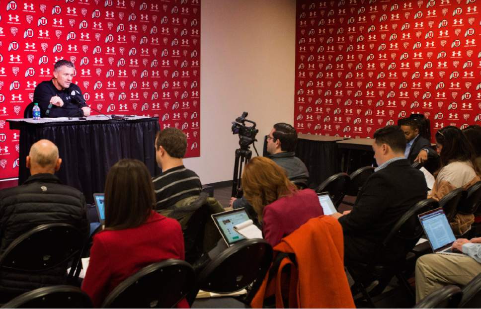 Rick Egan  |  The Salt Lake Tribune

Kyle Whittingham discusses Utah's latest Signing Day class at a news conference, Wednesday, February 1, 2017.