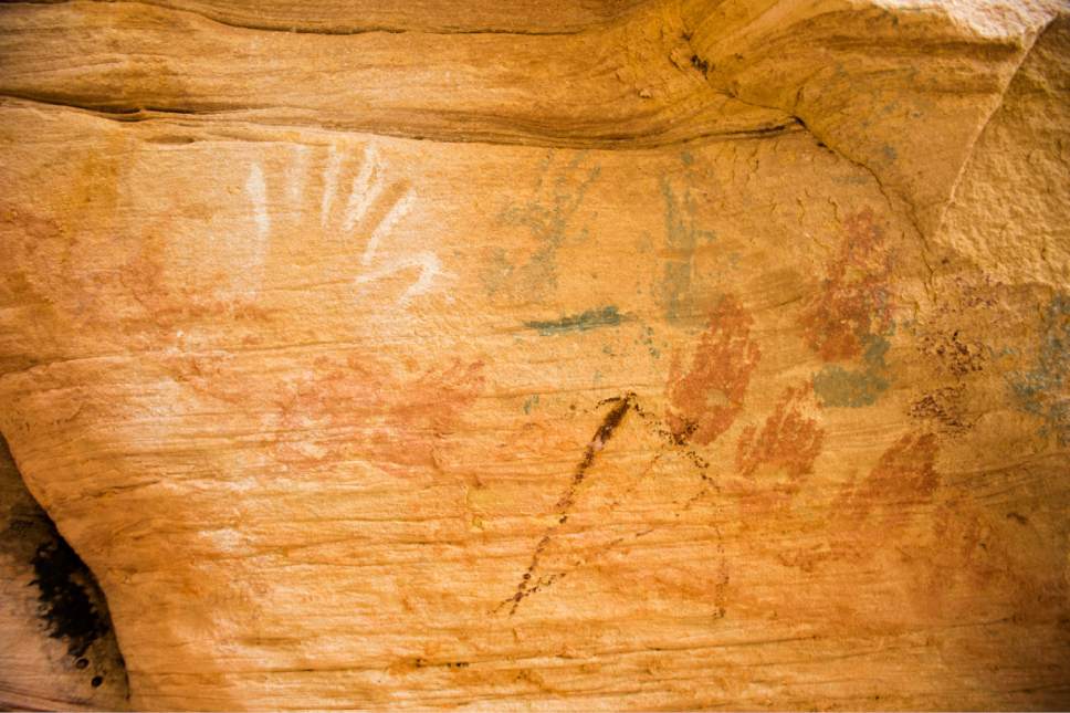 Rick Egan  |  The Salt Lake Tribune

Rock art in Monarch Cave, in the Butler Wash, near where Mary Benally spent a year of her childhood east of Comb Ridge in Bears Ears National Monument. Thursday, January 12, 2017.