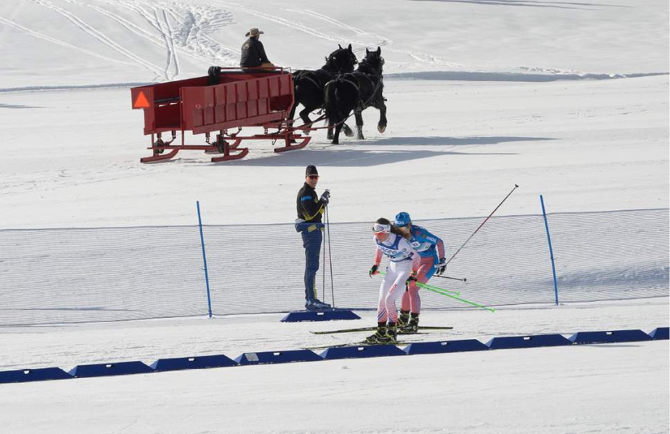 Scott Sommerdorf   |  The Salt Lake Tribune  
Racers compete during at the 15th Anniversary of the 2002 Olympic and Paralympic Winter Games at Utah Olympic Park, Soldier Hollow Nordic Center, Saturday, February 4, 2017.