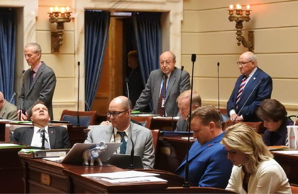 Trent Nelson  |  The Salt Lake Tribune
Senators discuss HCR11, a bill that would urge the President to rescind the Bears Ears National Monument, during debate in the Senate Chamber in Salt Lake City, Friday February 3, 2017.