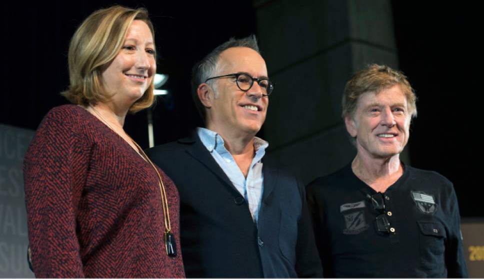Steve Griffin | The Salt Lake Tribune

Sundance Institute executive director Keri Putnam, from left, festival director John Cooper and Robert Redford kick off the 2017 Sundance Film Festival during the opening news conference at the Egyptian Theatre  in Park City on Thursday, Jan. 19, 2017.