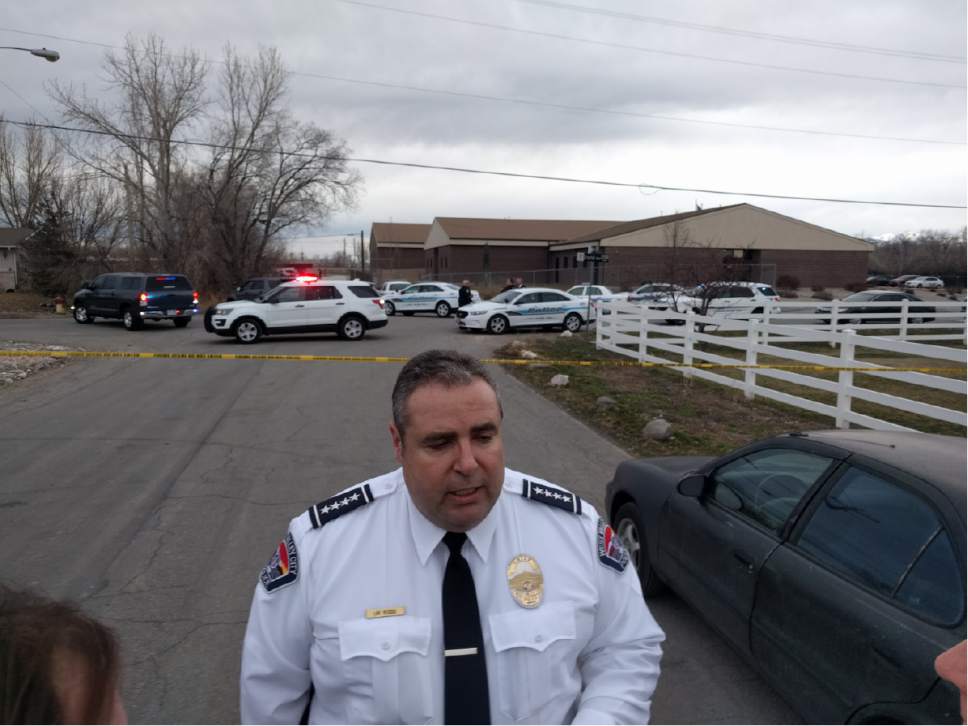 Lennie Mahler  |  The Salt Lake Tribune

Lee Russo says police believe American Preparatory Academy is safe and secure and they are working to get students out to their parents. A teacher reported the man with a firearm and they didn't find anything on Thursday February 9. 2017.
