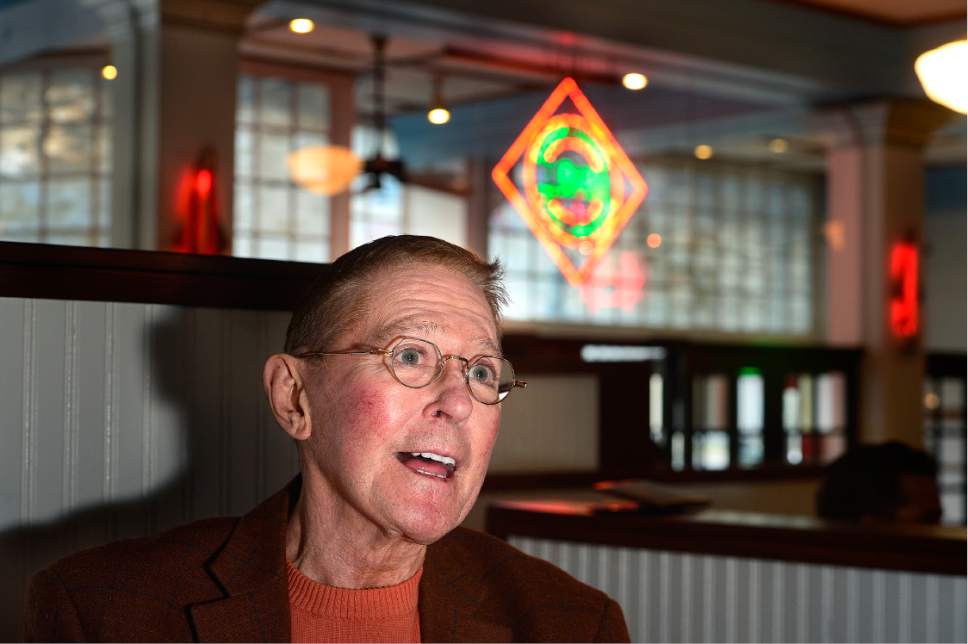 Scott Sommerdorf   |  The Salt Lake Tribune  
Tom Guinney is pictured at Market Street Grill and Oyster Bar in downtown Salt Lake City on Thursday, Jan. 12, 2017. Guinney joined the Gastronomy restaurant group in 1980, two years after original co-founders John Williams and Tom Sieg opened the New Yorker. Some 37 years later, Guinney is the last surviving member of the trio. Guinney was recently honored by being given the "Key to the City" by Salt Lake City Mayor Jackie Biskupski.