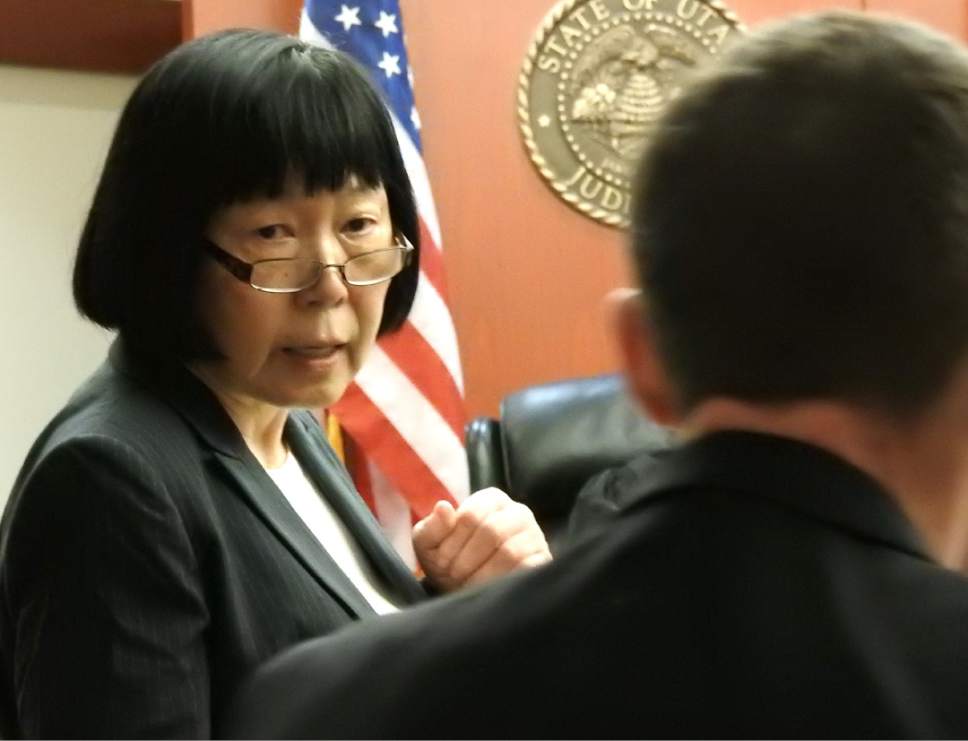 Rick Egan  |  The Salt Lake Tribune

Deputy District Attorney Chou Chou Collins consults with her team, in John Swallow's public corruption trial in Judge Elizabeth Hruby-Mills courtroom in Salt Lake City, Thursday, February 9, 2017.