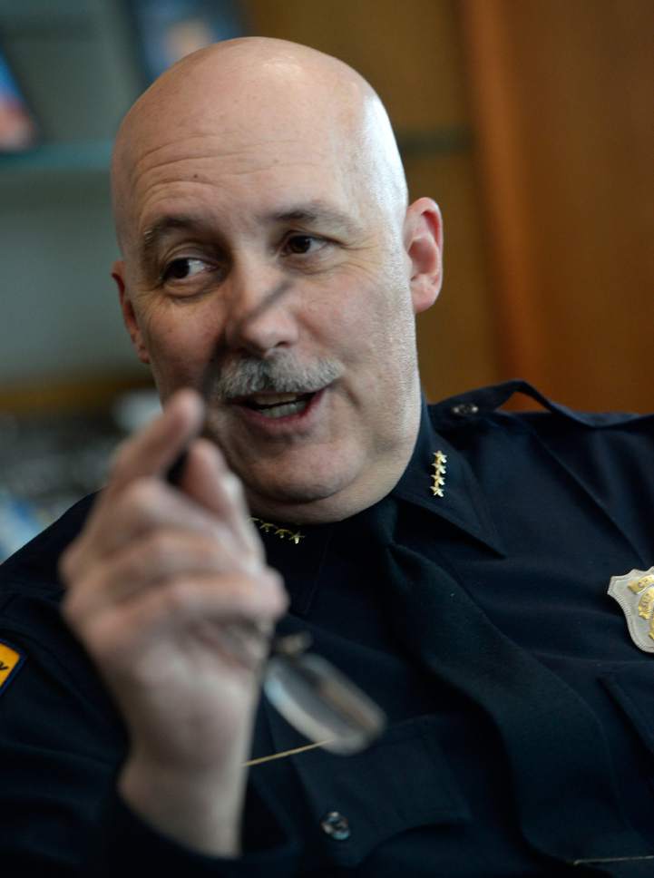 Al Hartmann  |  The Salt Lake Tribune
Salt Lake City Police Chief Mike Brown talks about the progress made with the Community Activist Group and its work with the Salt Lake City Police Department Tuesday Jan. 24.