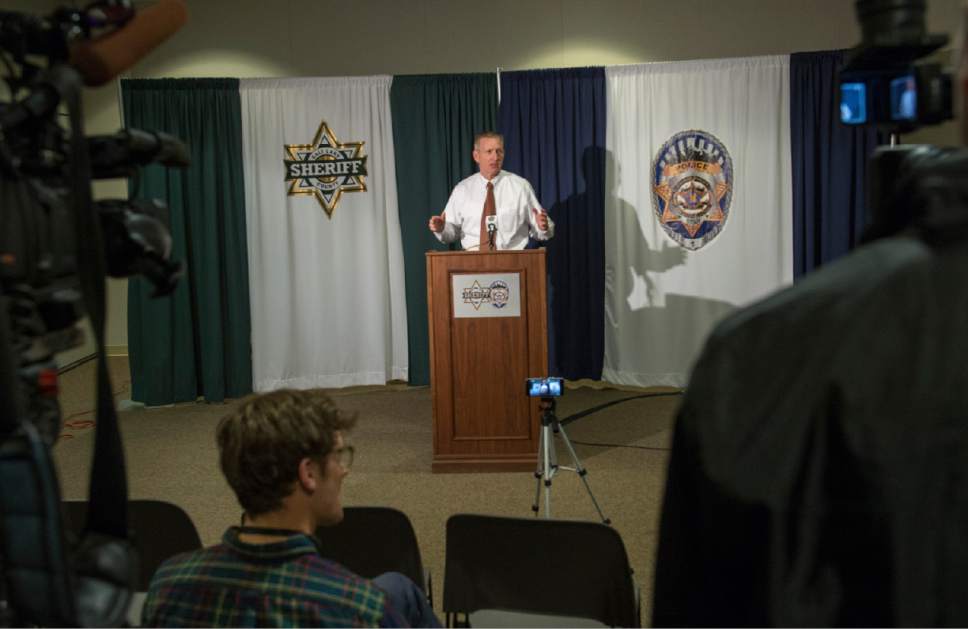 Rick Egan  |  The Salt Lake Tribune

Sheriff Jim Winder discusses the recent deaths of three Unified Police Department officers during a news conference, Monday, February 13, 2017.