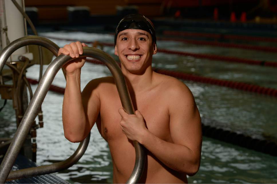 Scott Sommerdorf   |  The Salt Lake Tribune  
Utah swimmer Luis Macias poses for a portrait during practice at the Utah swim center, Thursday, February 10, 2017.