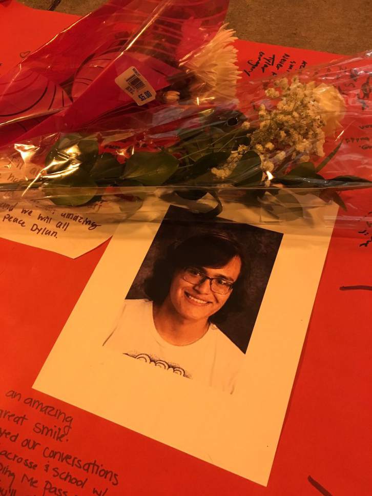 Students at West High School held a vigil and signed posters on Friday, Feb. 17, 2017 in honor of Dylan Hernandez, 18, who was killed alongside his best friend and fellow student Vidal Pacheco, 17, in a downtown Salt Lake City car crash the day before.

Mariah Noble | The Salt Lake Tribune