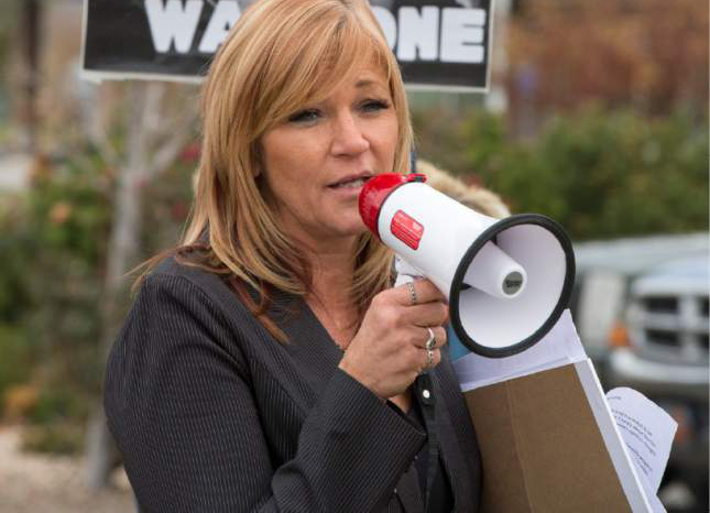Rick Egan  |  The Salt Lake Tribune

Darrien Hunt's aunt, Cindy Moss, makes a speech to supporters, during a rally in  Saratoga Springs , for justice for Darrien Hunt, Friday, November 14, 2014