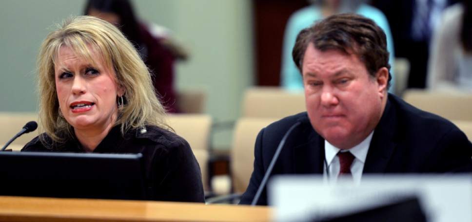 Steve Griffin  |  The Salt Lake Tribune


Heather Wolsey, a victim of domestic violence in 2012, sits with Rep. LaVar Christensen, R-Draper, as she tells members of the House Judiciary Standing Committee about her ongoing ordeal with protective orders in the House Building at the State Capitol in Salt Lake City Thursday February 16, 2017. HB248 is designed to creating a domestic violence continuous protective order for victims of domestic violence.