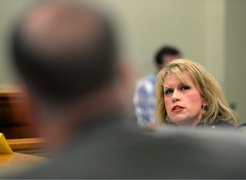 Steve Griffin  |  The Salt Lake Tribune


Heather Wolsey, a victim of domestic violence in 2012, talks with members of the House Judiciary Standing Committee about her ongoing ordeal with protective orders in the House Building at the State Capitol in Salt Lake City Thursday February 16, 2017. HB248 is designed to creating a domestic violence continuous protective order for victims of domestic violence.