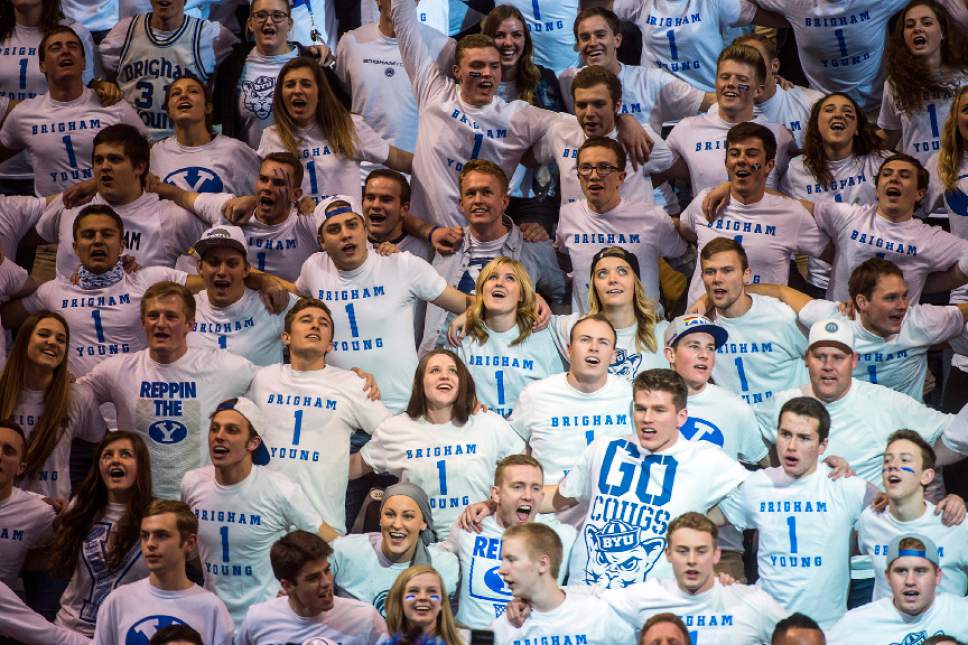 Chris Detrick  |  The Salt Lake Tribune
Brigham Young Cougars fans during the game at the Marriott Center Thursday February 2, 2017.