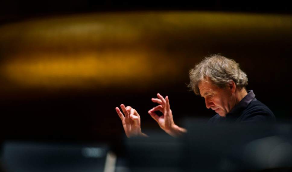 Steve Griffin / The Salt Lake Tribune

The NOVA Chamber Music Series will give the world premiere of a piccolo concerto written for the Utah Symphony's Caitlyn Valovick Moore by British composer Simon Holt. Here Thierry Fischer, who will will conduct the premiere, works with the musicians during rehearsal onstage in Abravanel Hall in Salt Lake City November 1, 2016.