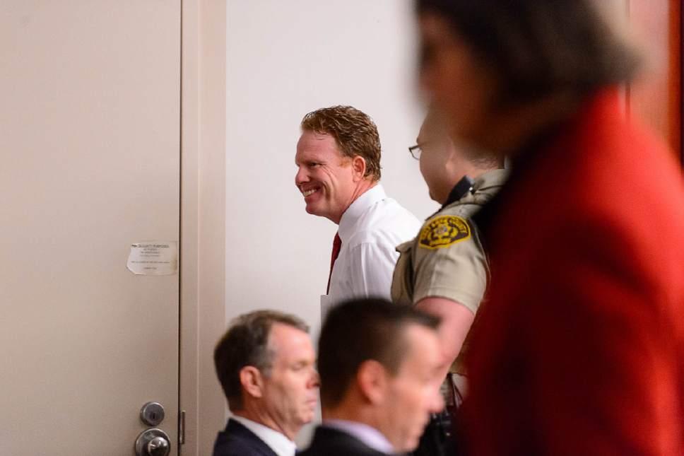 Trent Nelson  |  The Salt Lake Tribune
Jeremy Johnson leaves the courtroom, after again refusing to answer questions, during the John Swallow public-corruption trial in Salt Lake City, Tuesday February 21, 2017.